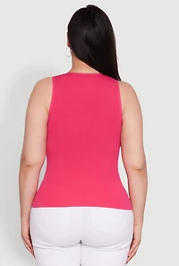 Womens Plus Basic Crew Neck Tank Top,