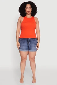 Womens Plus Basic Crew Neck Tank Top, 1X-2X