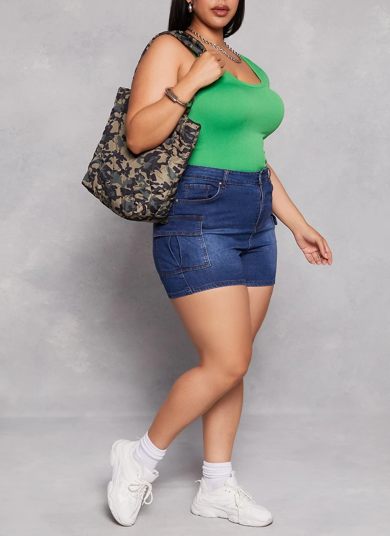 Womens Plus Size Scoop Back Tank Top, Green, Size 1X-2X