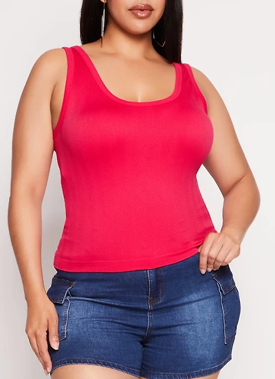 Womens Plus Size Scoop Back Tank Top, Pink, Size 1X-2X