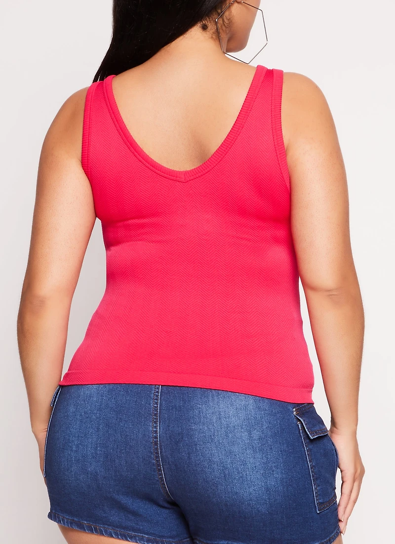 Womens Plus Size Scoop Back Tank Top, Pink, Size 2X-3X