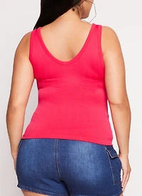 Womens Plus Size Scoop Back Tank Top, Pink, Size 2X-3X