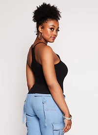 Plus Seamless Racerback High Neck Tank Top