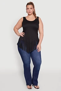Womens Plus Fringe Hem Tank Top,