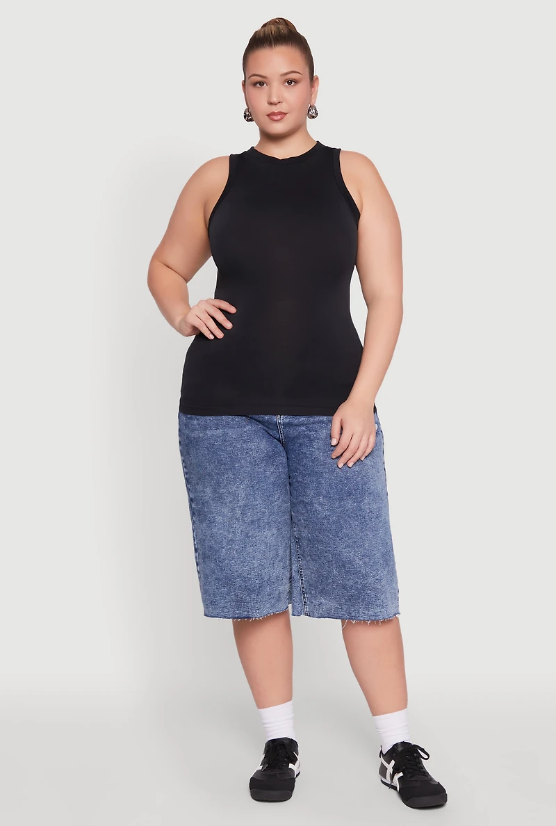 Womens Plus Seamless Crew Neck Tank Top, 3X-4X