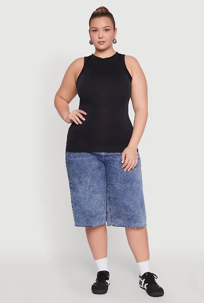 Womens Plus Seamless Crew Neck Tank Top, 3X-4X