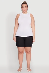 Womens Plus Size Seamless Crew Neck Tank Top, White, Size 1X-2X