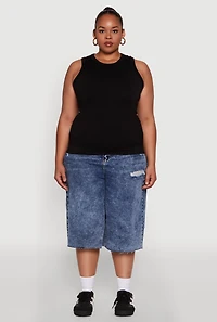 Womens Plus Seamless Textured Knit Tank Top, 1X-2X