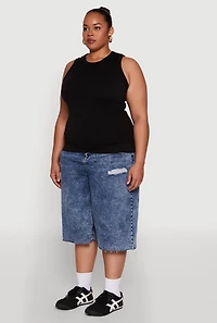 Womens Plus Seamless Textured Knit Tank Top,