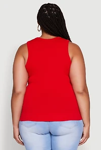 Womens Plus Size Seamless Textured Knit Tank Top, Red, Size 3X-4X