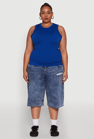 Womens Plus Seamless Textured Knit Tank Top, 3X-4X
