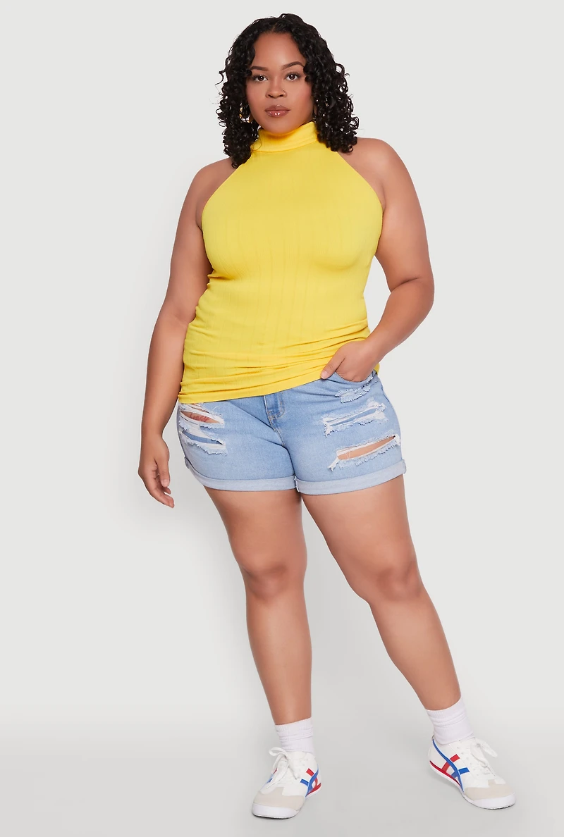 Plus Seamless Mock Neck Halter Top