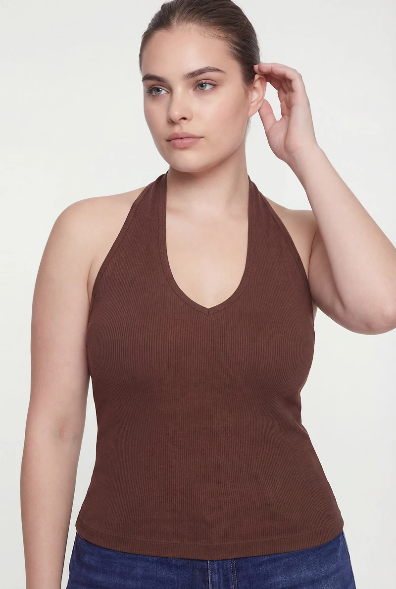 Plus Compression Rib Seamless Halter Top