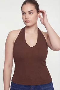 Plus Compression Rib Seamless Halter Top