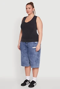 Womens Plus Seamless Mineral Wash V Neck Tank Top,