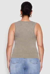 Womens Plus Size Seamless Mineral Wash V Neck Tank Top, Green, Size 1X-2X