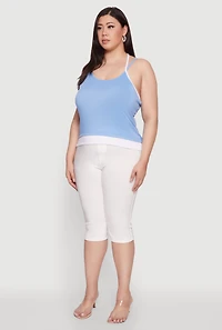 Womens Plus Contrast Trim Halter Cami,