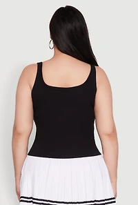 Womens Plus Rib Knit Basic Tank Top,