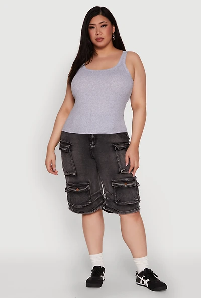 Plus Rib Knit Basic Tank Top