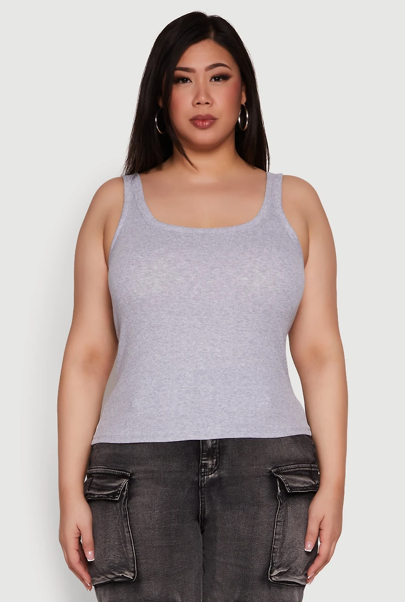 Plus Rib Knit Basic Tank Top