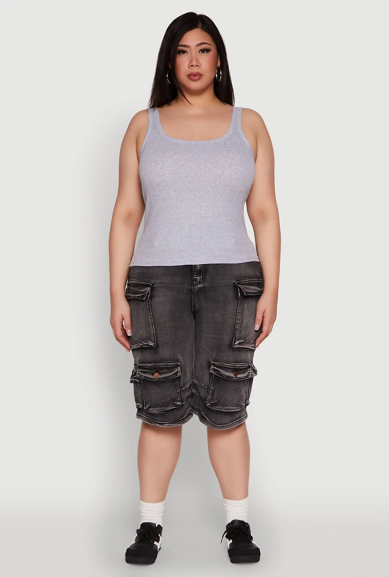 Plus Rib Knit Basic Tank Top