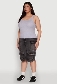 Plus Rib Knit Basic Tank Top