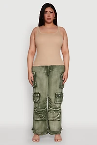 Womens Plus Rib Knit Basic Tank Top,