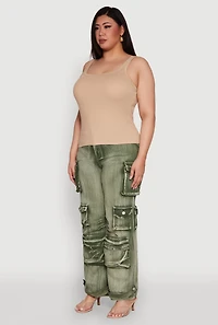Womens Plus Rib Knit Basic Tank Top,