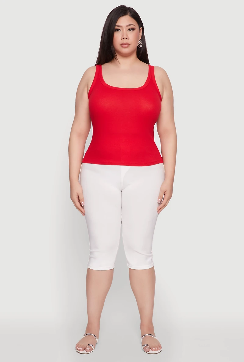 Plus Rib Knit Basic Tank Top