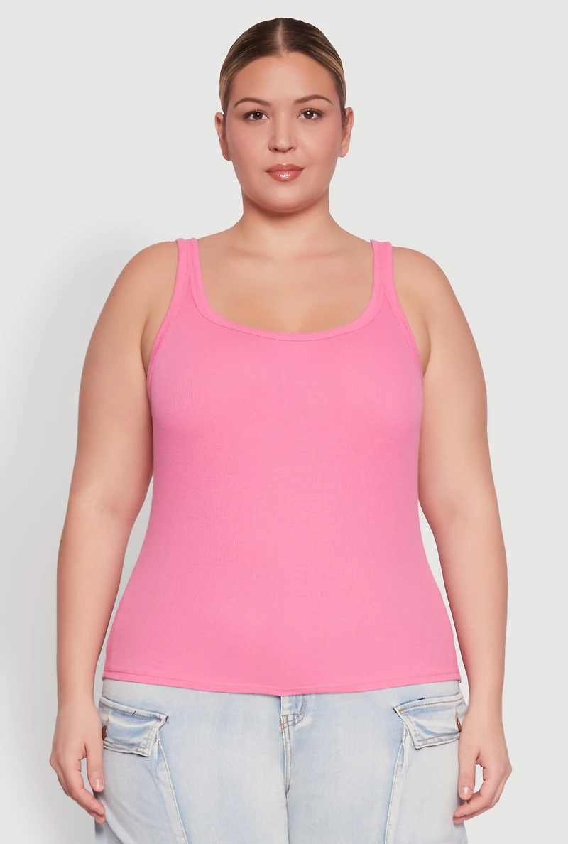 Plus Rib Knit Basic Tank Top