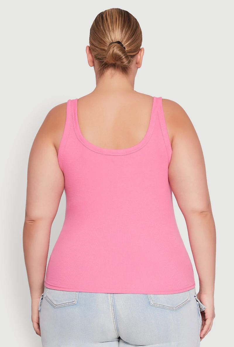 Plus Rib Knit Basic Tank Top