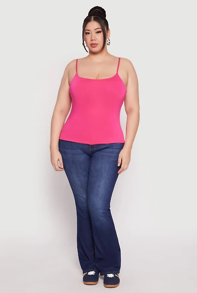 Womens Plus Size Double Layered Cami, Pink, Size 1X
