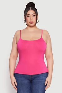 Womens Plus Double Layered Cami, Pink,