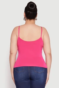 Womens Plus Size Double Layered Cami, Pink, Size 1X