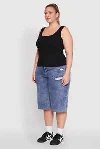 Womens Plus Scoop Neck Tank Top, Black,