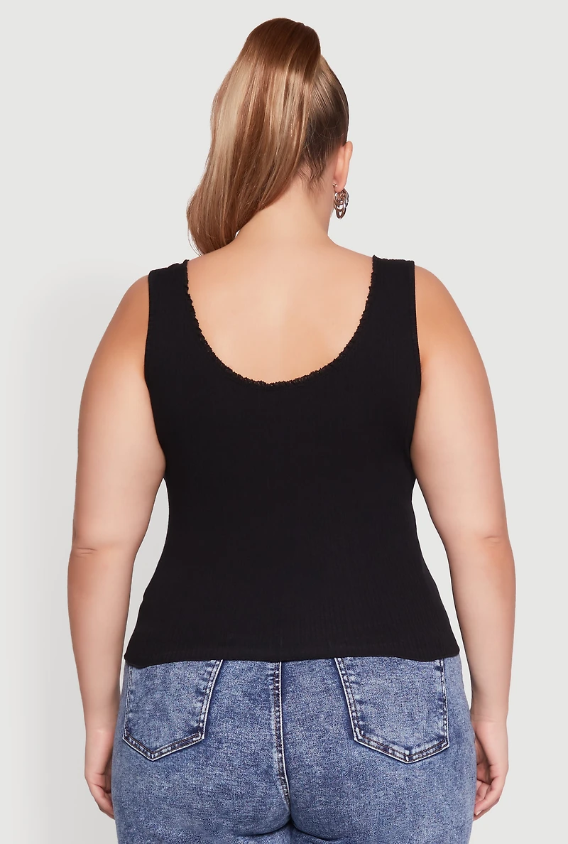 Womens Plus Scoop Neck Tank Top, Black,