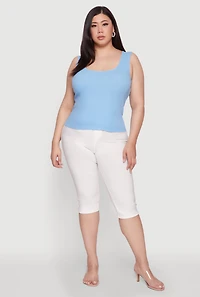 Womens Plus Size Scoop Neck Tank Top, Blue, Size 2X