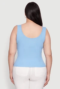 Womens Plus Size Scoop Neck Tank Top, Blue, Size 2X