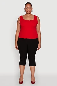 Womens Plus Size Scoop Neck Tank Top, Red, Size 1X
