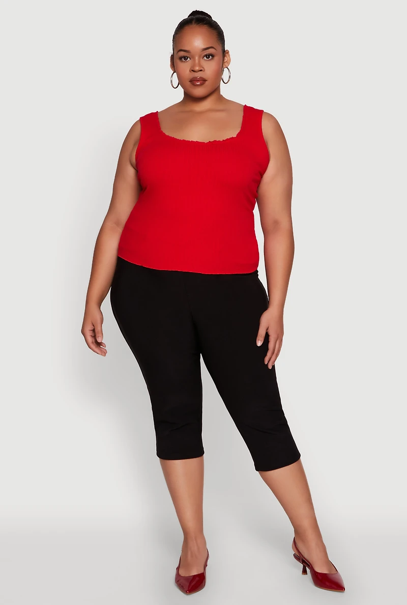 Womens Plus Size Scoop Neck Tank Top, Red, Size 1X
