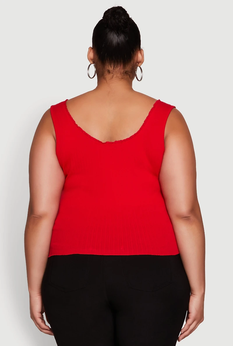 Womens Plus Size Scoop Neck Tank Top, Red, Size 1X