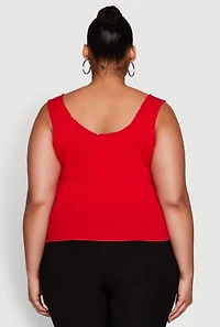 Womens Plus Size Scoop Neck Tank Top, Red, Size 1X