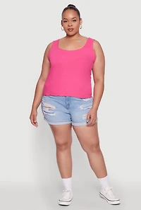 Womens Plus Size Scoop Neck Tank Top, Pink, Size 3X