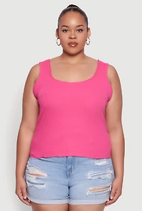 Womens Plus Size Scoop Neck Tank Top, Pink, Size 3X