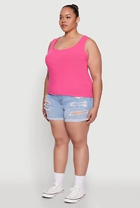 Womens Plus Size Scoop Neck Tank Top, Pink, Size 3X