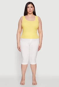 Womens Plus Size Scoop Neck Tank Top, Yellow, Size 3X