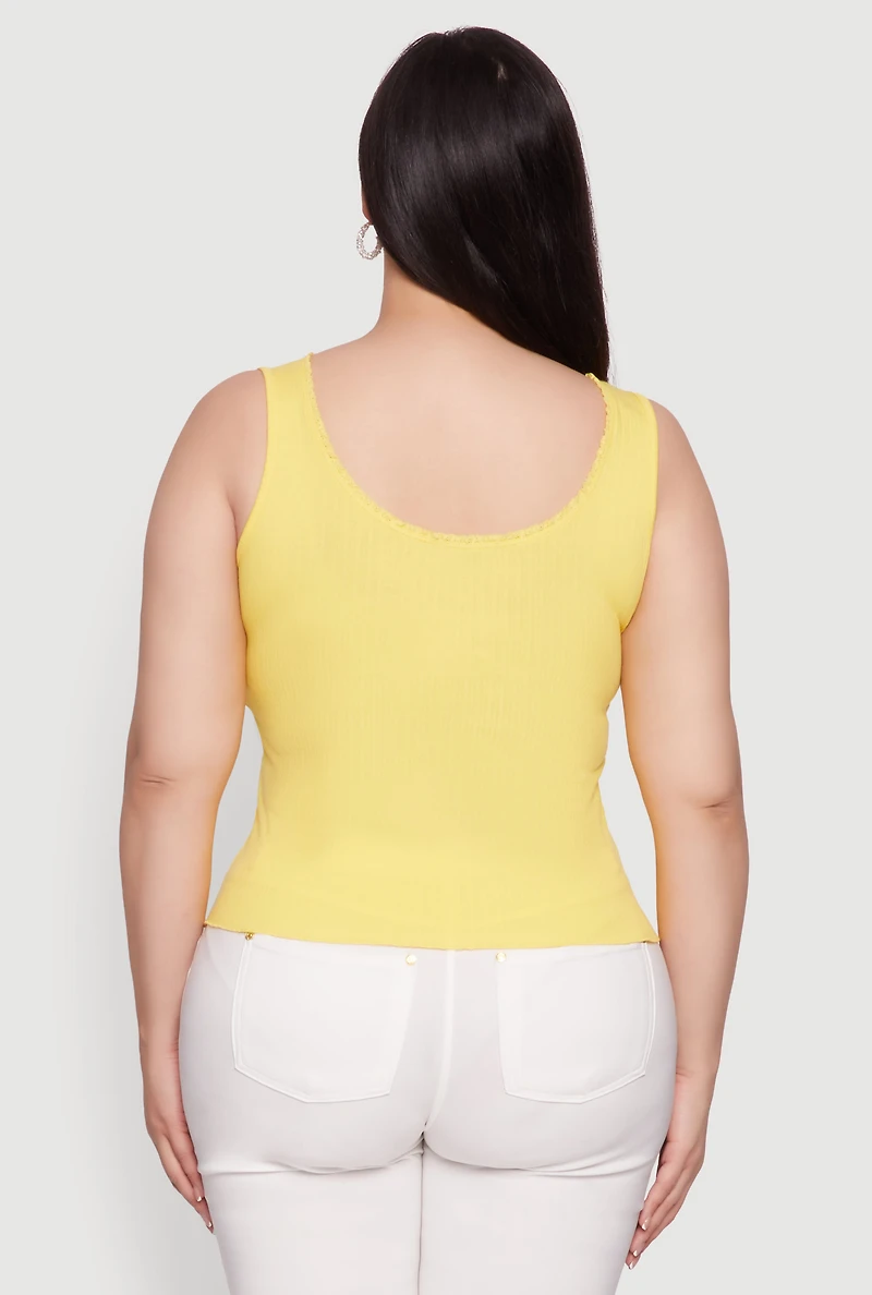 Womens Plus Size Scoop Neck Tank Top, Yellow, Size 3X