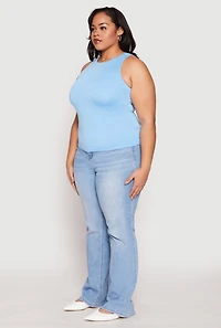 Womens Plus Size Double Layer Tank Top, Blue, Size 1X