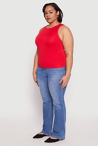Womens Plus Size Double Layer Tank Top, Red, Size 2X