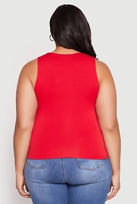 Womens Plus Size Double Layer Tank Top, Red, Size 2X